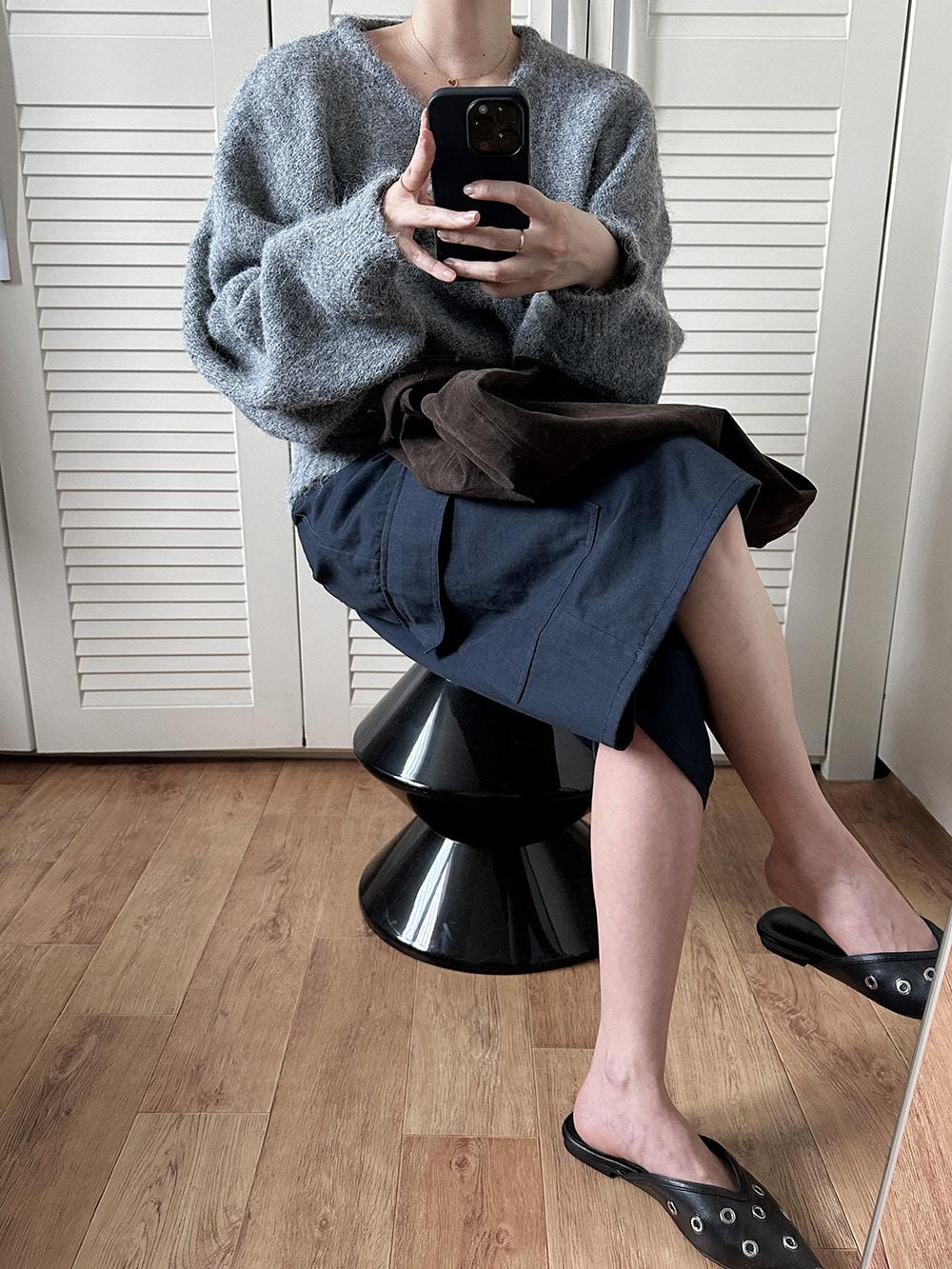 오버핏 벨트 니트 (2color)