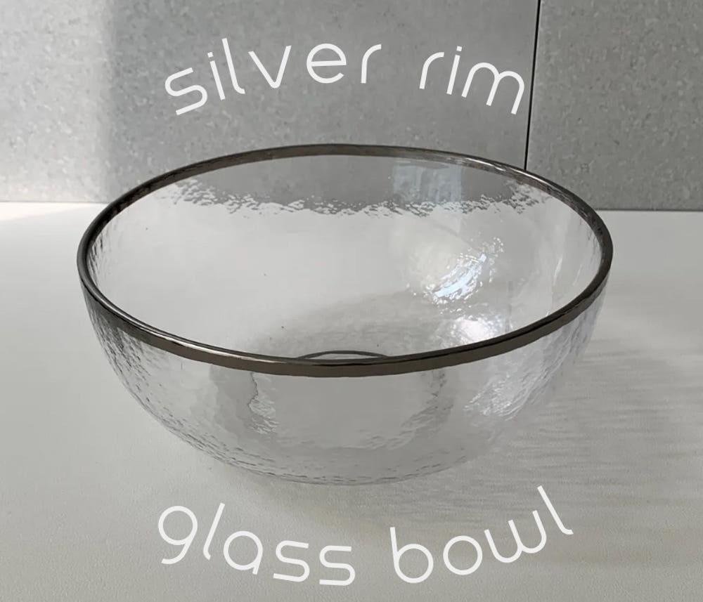 Silver rim glass bowl