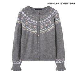 [미니멈 에브리데이]프릴 소매 리본 자수 패턴 울 가디건 (EB4CK041D)