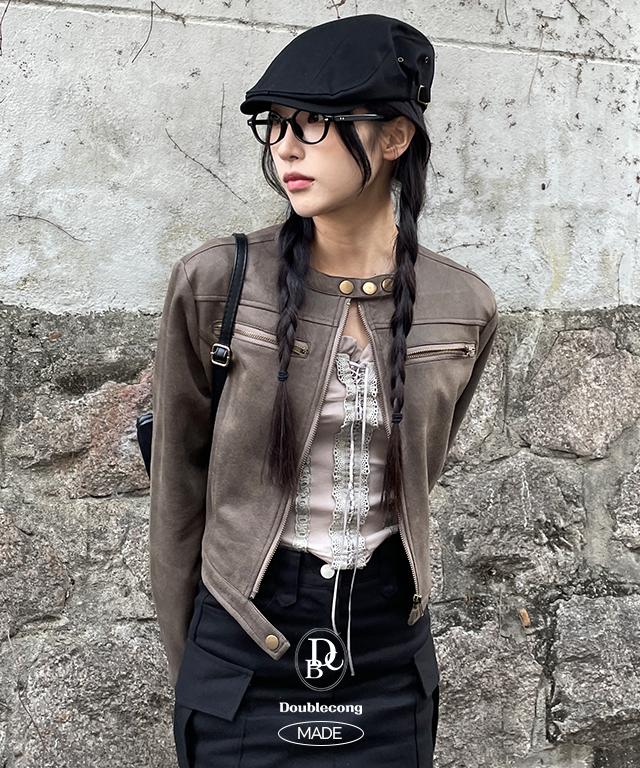 더블콩 [1만5천장판매/더블콩MADE]라이더 노카라 레더 브라운 자켓(2colors)