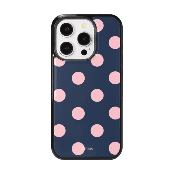 Dot glass bumper case(navypink)