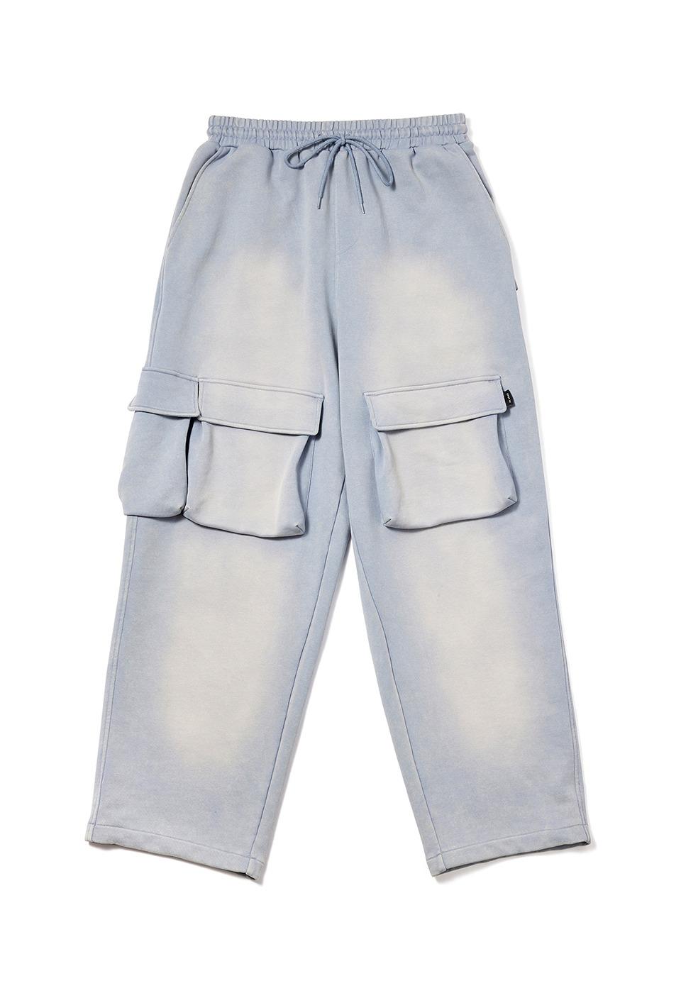 WASHED POCKET SWEAT BAGGY, BLUE