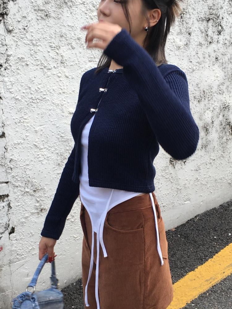 (네이비당일) 버클 골지가디건 (3col)