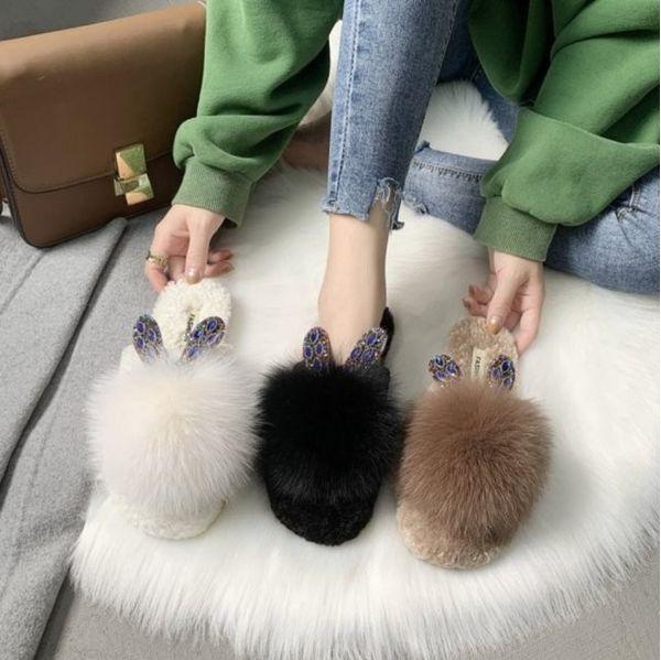 리얼 토끼털 퍼슬리퍼 실내화