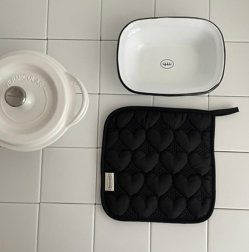 하트 블랙 냄비 받침