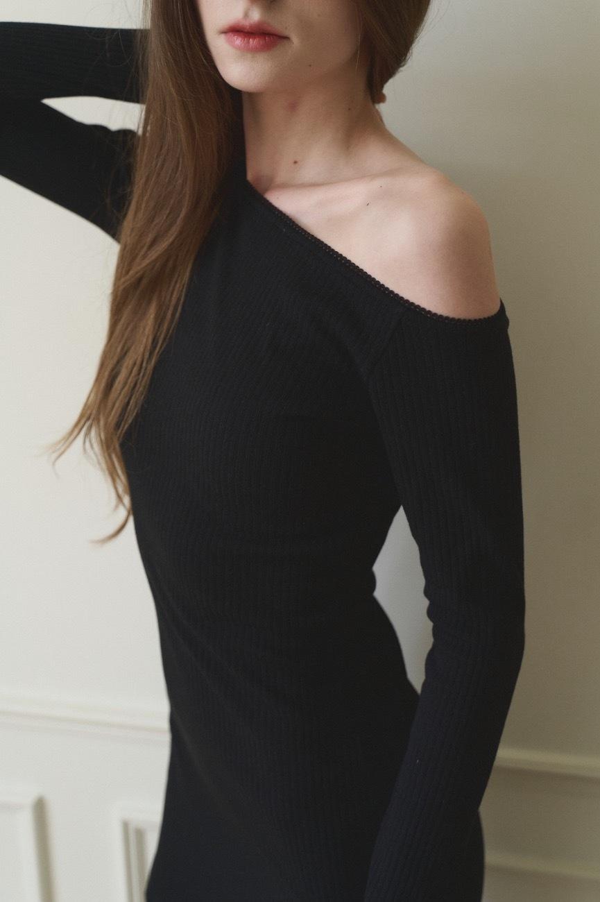 Diagonal Midi Dress_Black