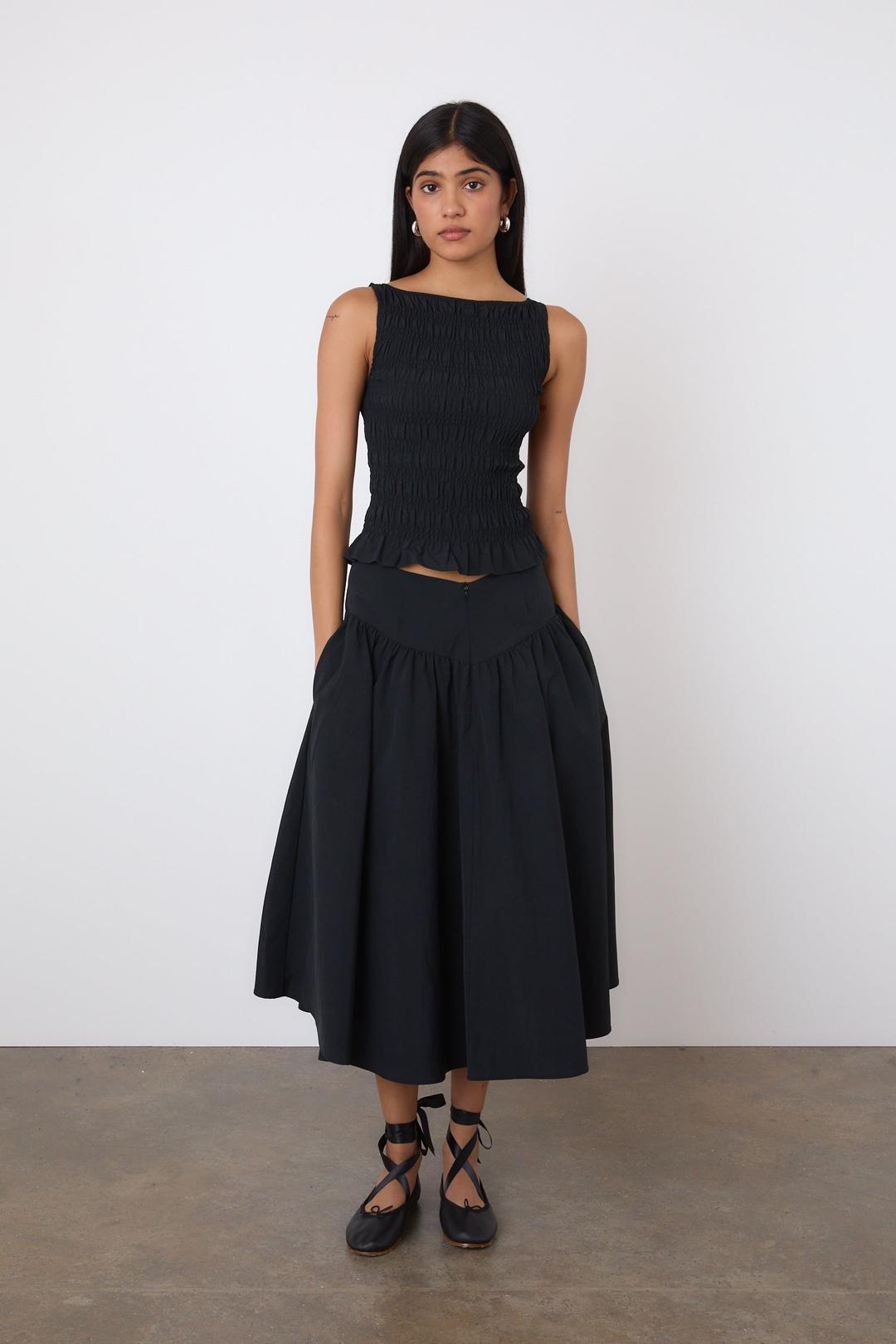 The Deba Midi Skirt, Onyx - Onyx / XS