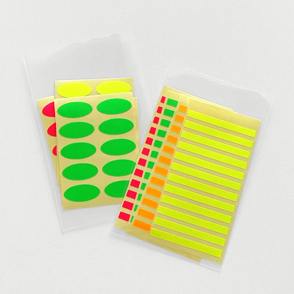 neon sticker 네온 형광 타원 오벌 스티커