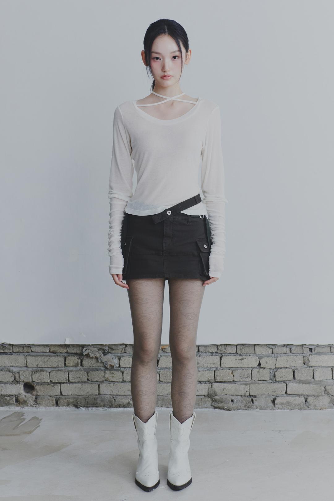 WING SHIRRING TOP ivory