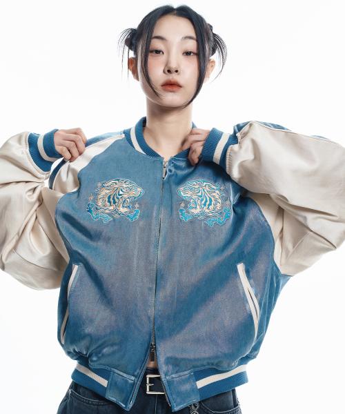 워시드 크롭 스카쟌 - 블루