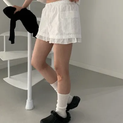 장마룩추천✨) 펀칭 카고 레이스 자가드 카고 숏팬츠