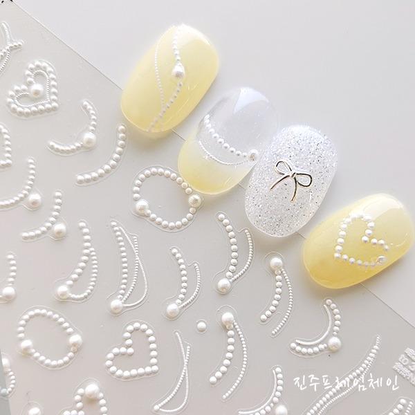 [5D 엠보 네일스티커] 진주프레임체인 (3112)