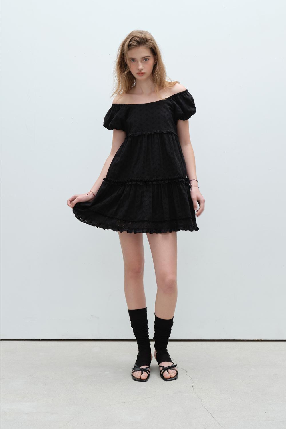 PUFF PUNCHING MINI DRESS (BLACK)