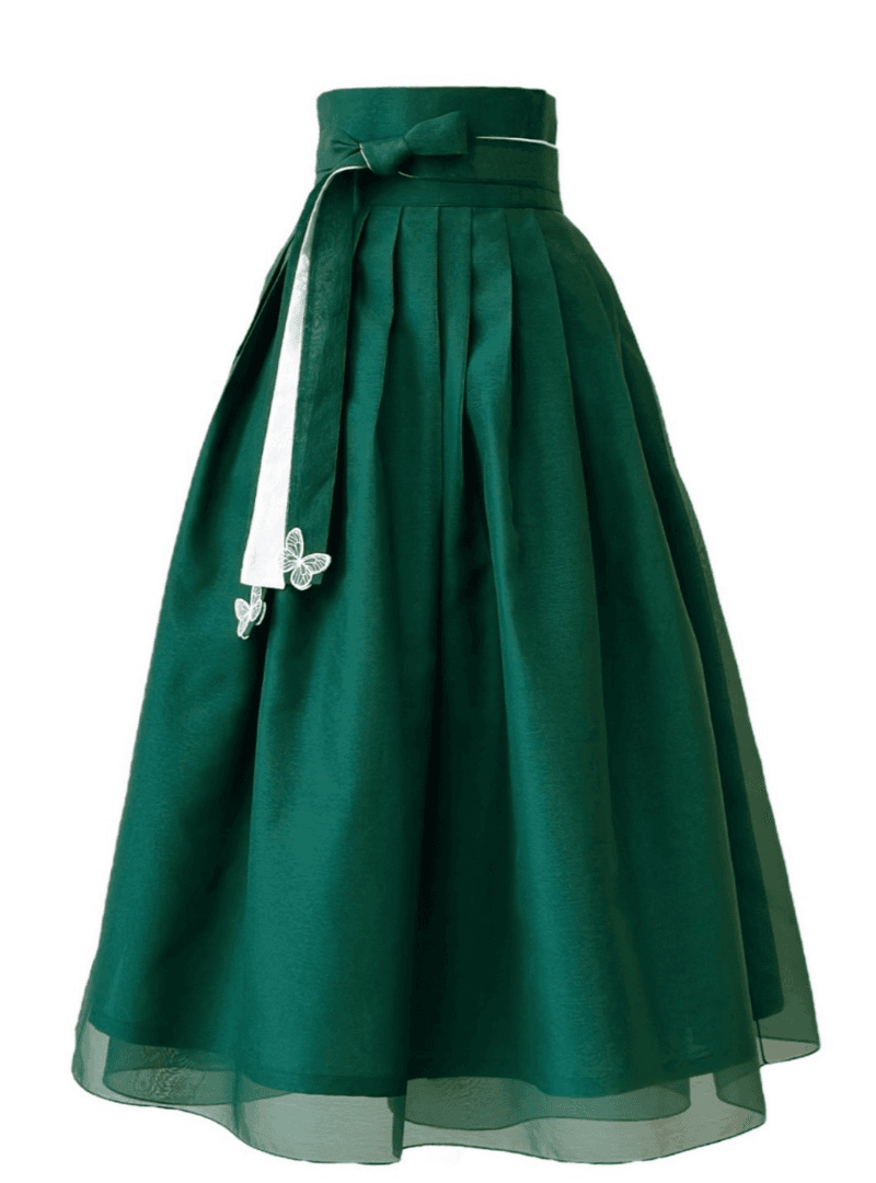나비자수, 눈물고름 포인트 [초록] 안개노방 허리치마
