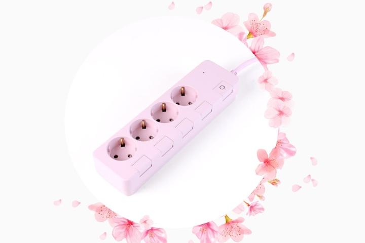 [5%쿠폰] 한정수량 핑크색 벚꽃 에디션 예쁜 인테리어 멀티탭 개별스위치 4구형 1m 3