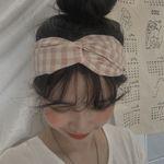 (무배)소녀 체크 반다나 꼬임 헤어터번 Warm 코디 머리띠 아메카지 헤어밴드