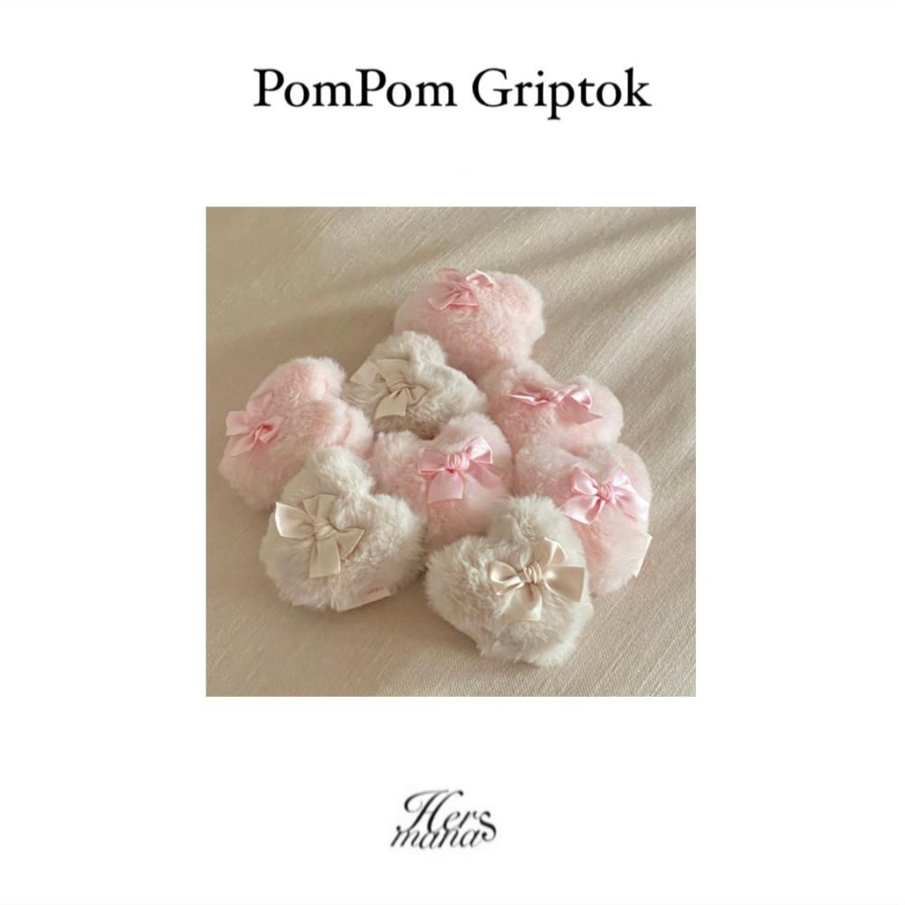 [에르마나스] 자체제작 하트 폼폼 그립톡 폰놉