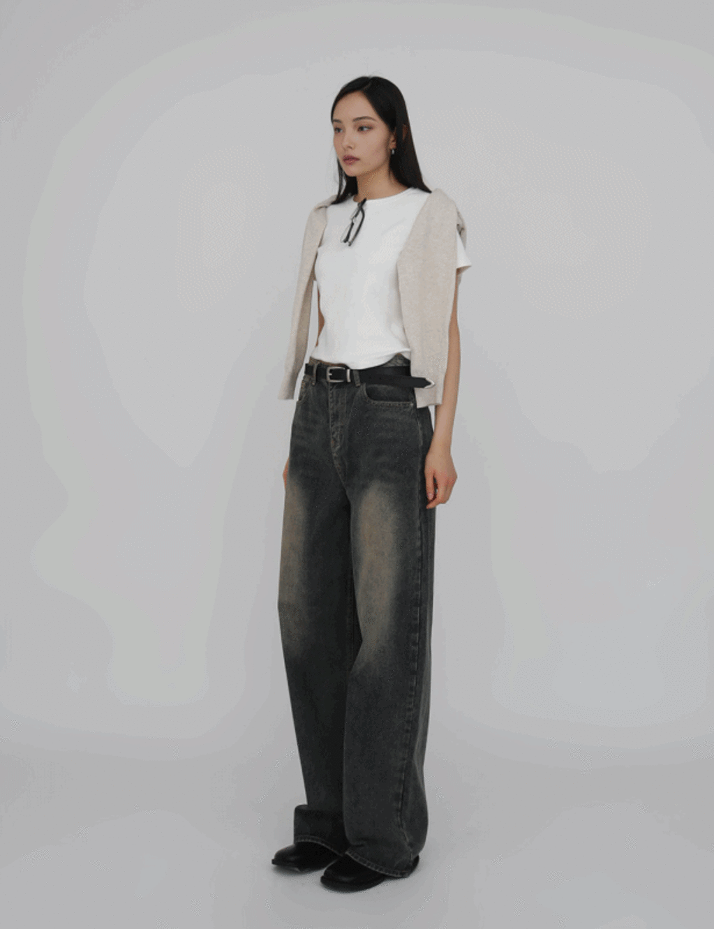 내추럴 오일 와이드 데님 팬츠 TPBPT220X