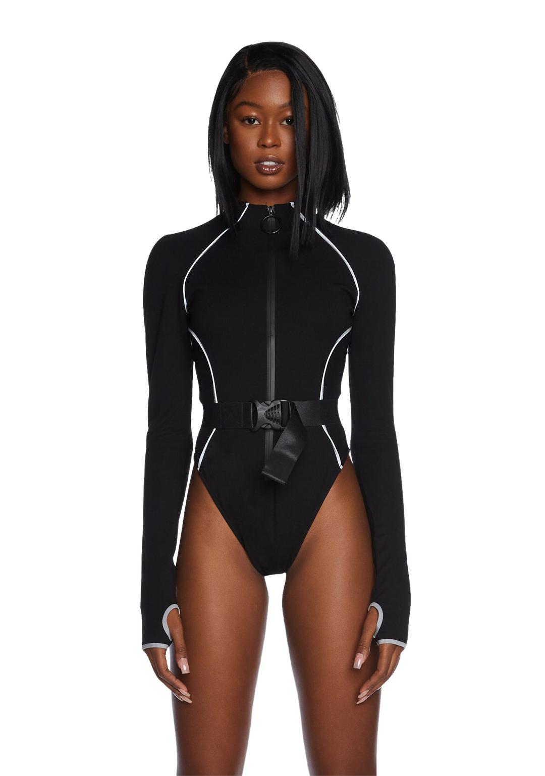 Hashtag Executive Suite Reflective Bodysuit - BLACK / XX-Small