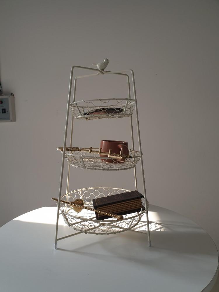 새 버드 장식 3단 바구니 바스켓 트레이 세트 화분 식물 디저트 케잌 빈티지 철제