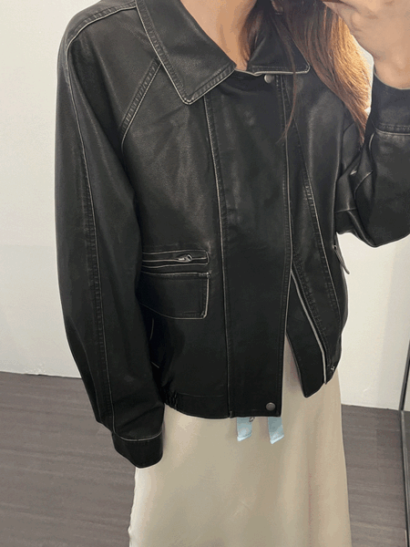 드레스업 워싱 레더 자켓[2 color]