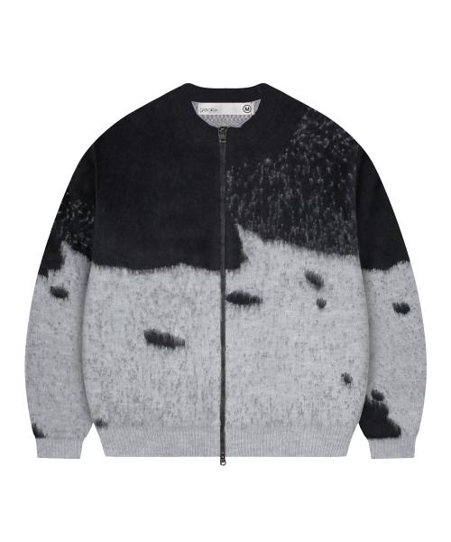 GNT033 카프패턴 집업 니트 (BLACK)