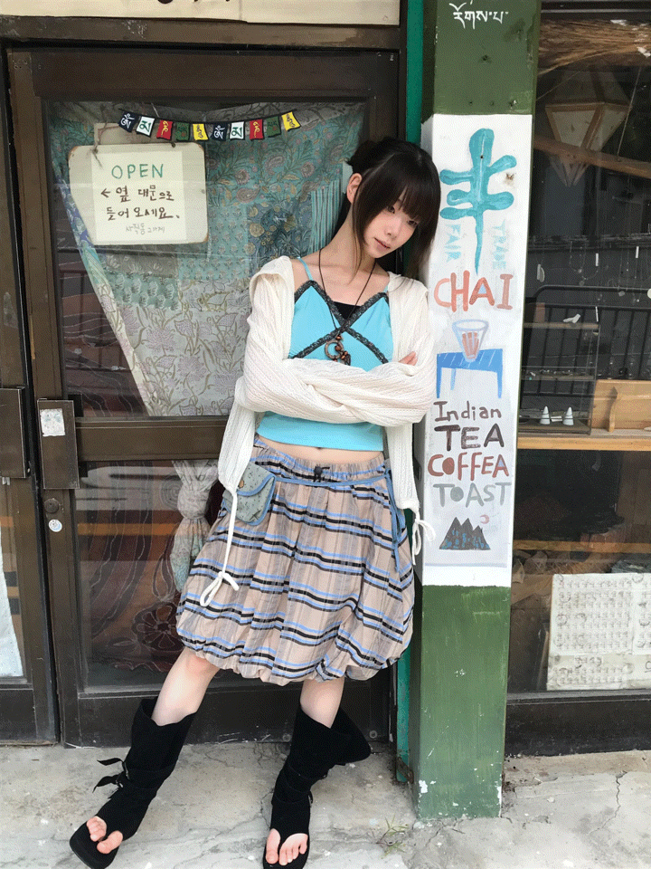 kiki checkered balloon midi sk