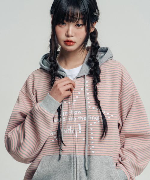 WAV 스트라이프 후드집업