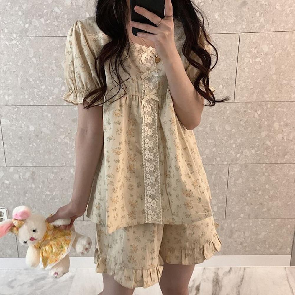 베이지 공주잠옷 파자마파티잠옷 귀여운잠옷