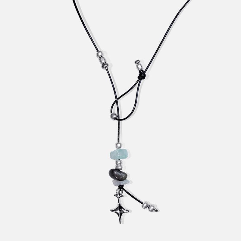 DOUBLE STING STONE NECKLACE 1 (BK)