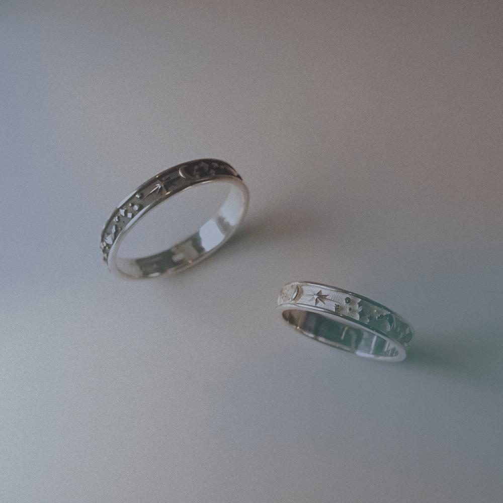 투모로우오브젝트 925실버 flat universe ring 02 우주 패턴 실버 반지