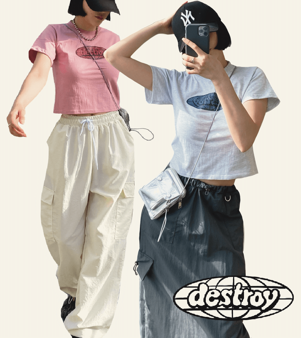 y2k 디스트로이 크롭 반팔티