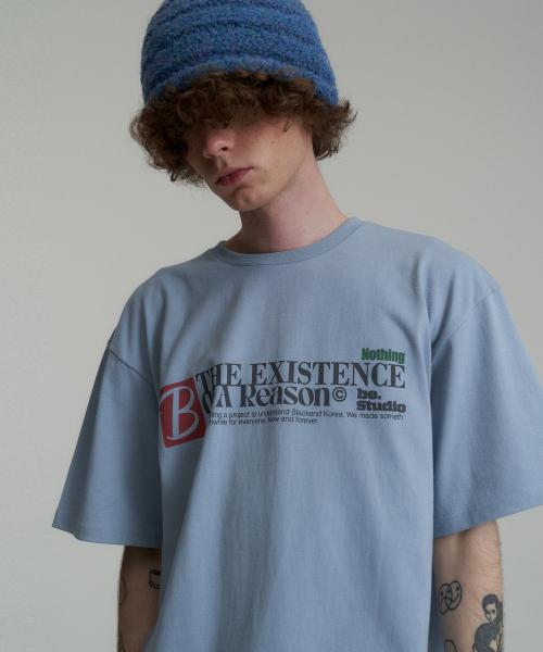 캑터스도넛마켓(CACTUSDONUTMARKET)  B Existence T-Shirt - Dusty Blue - 사이즈 & 후기 | 무신사