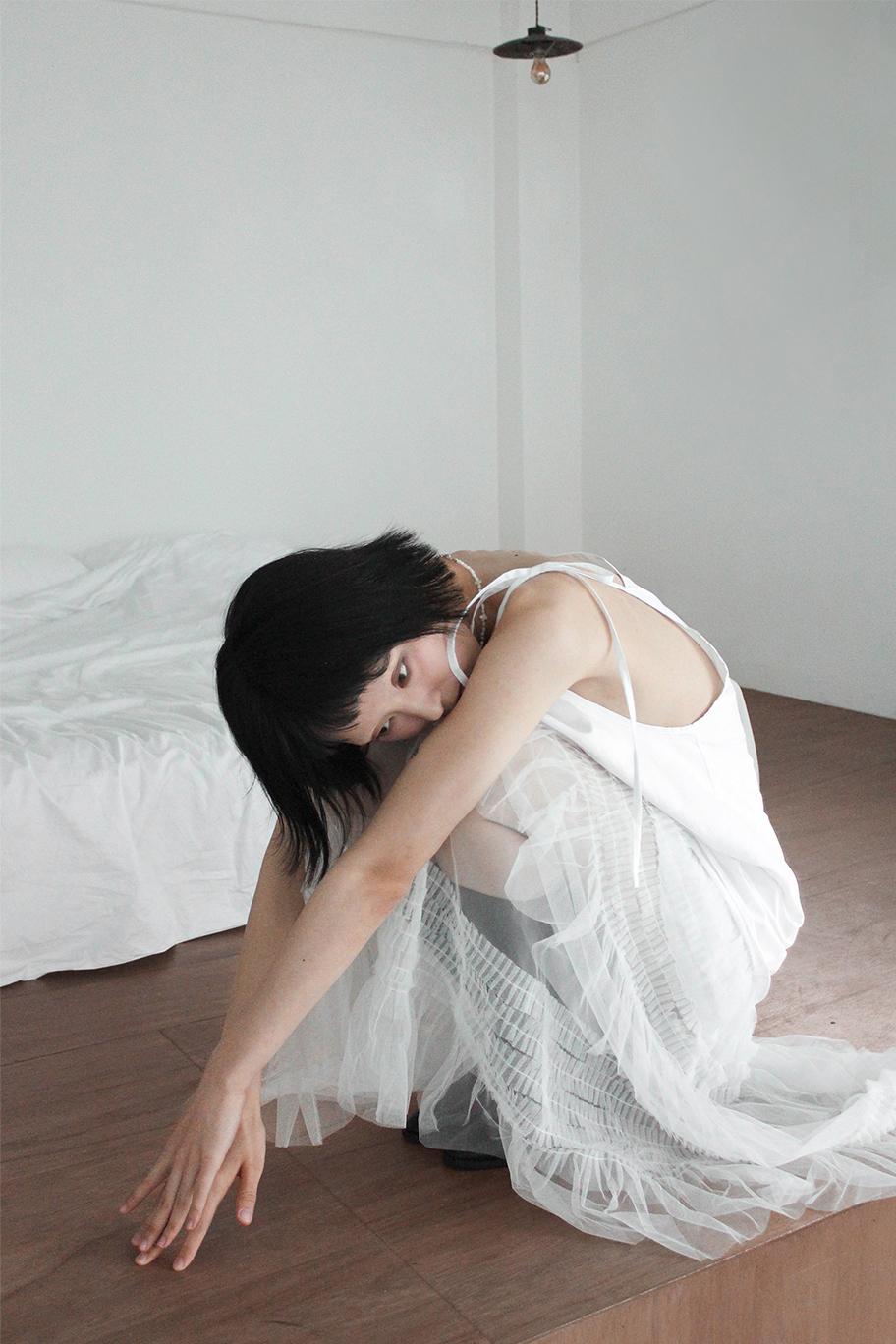 Tulle Layered Maxi Dress (IVORY)