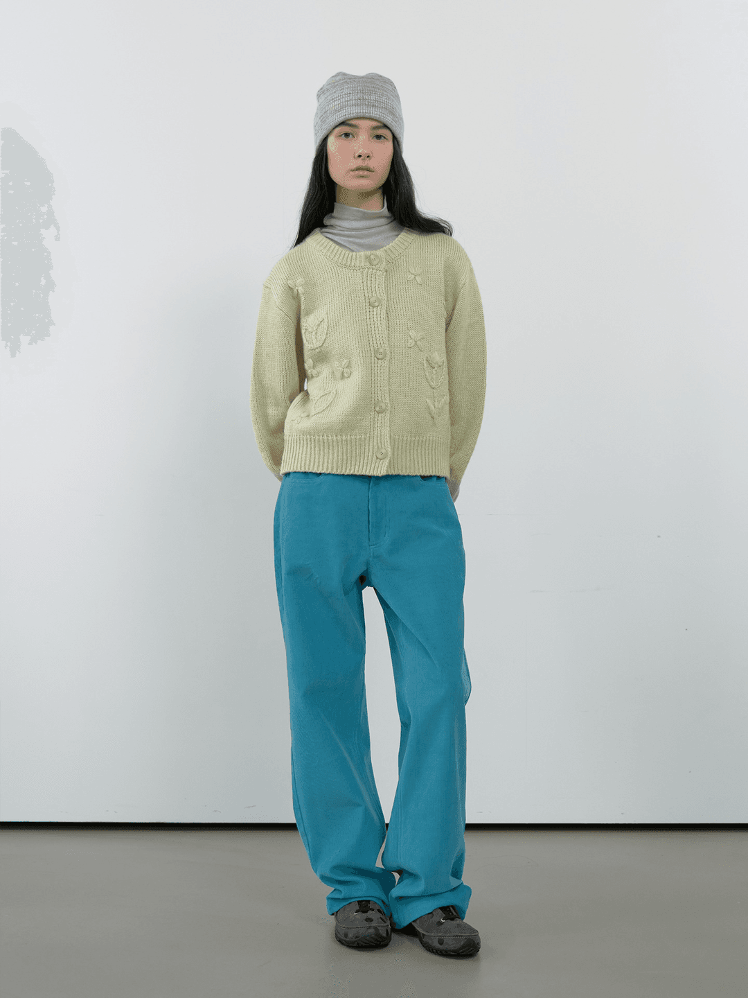CORDUROY STRAIGHT PANTS_AQUA