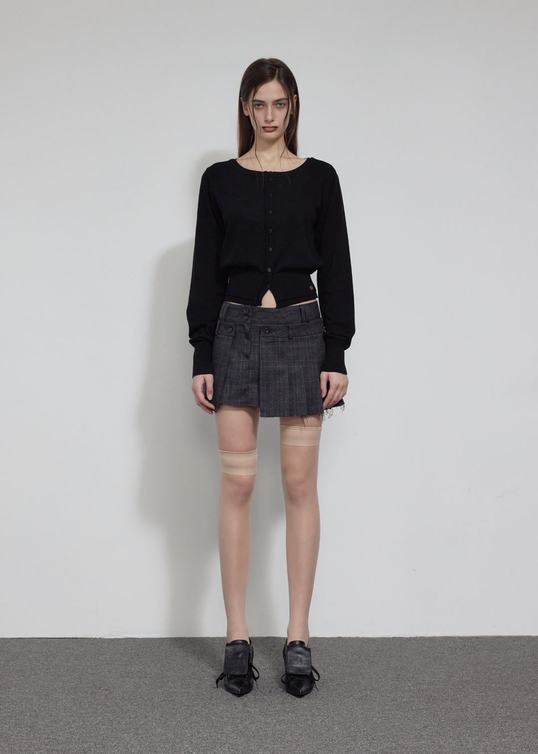 LAYERED KNIT CARDIGAN, BLACK