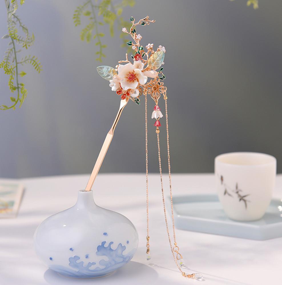 플라워드롭 혼주비녀 올림머리 반묶음머리 긴머리 헤어핀