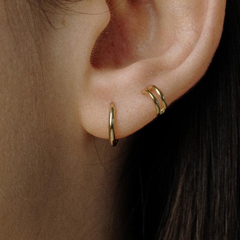 14K 더블라인 커브 귀걸이