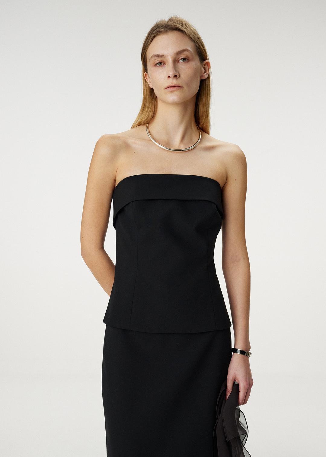 Tailored Bustier Top, Black