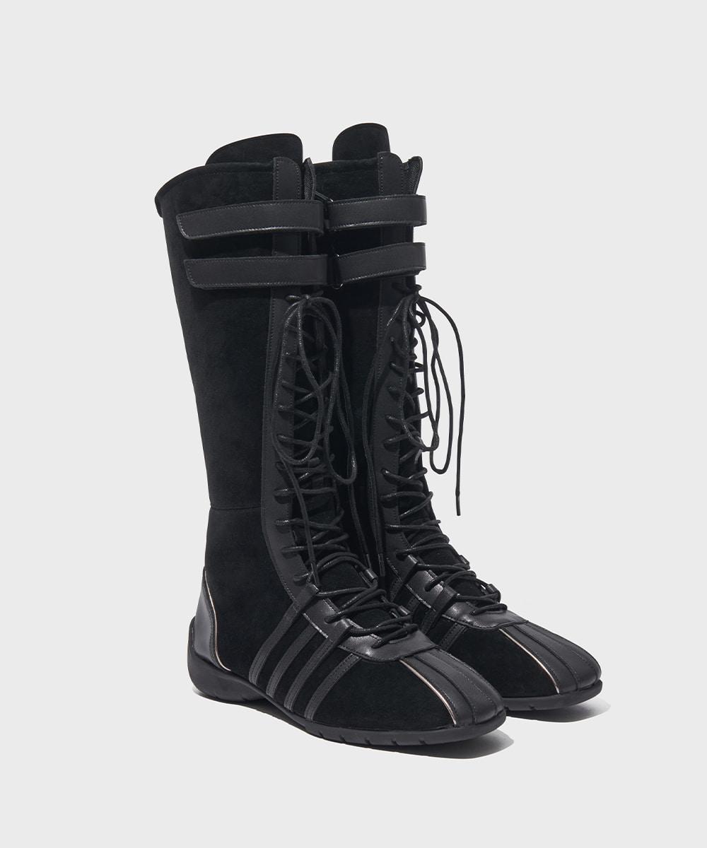 [NEW 10% I 10.28이내 출고] BLISS VELCRO LONG BOOTS - BLACK