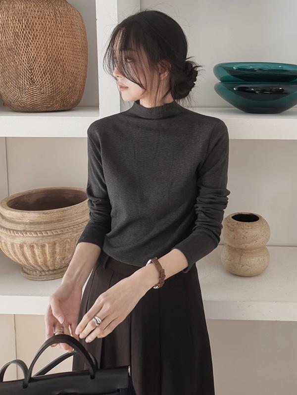 슬로우앤드 [🤍데일리템] only. 소프트스판 모크넥 티셔츠 (반목티) - 5 color