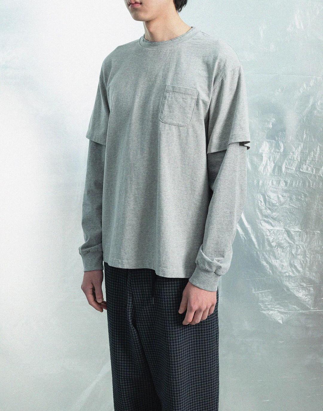 Sage-Um Layered L/S T-Shirt (Melange Grey)