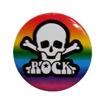 J021 - 해골 무지개 원형뺏지 (30mm)