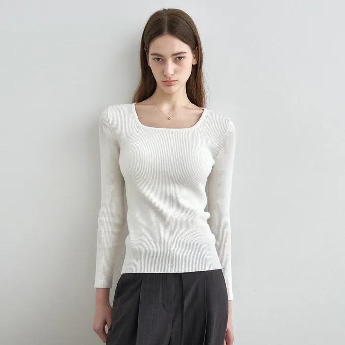 스퀘어 넥 골지 니트 MDKT063_5 Colors