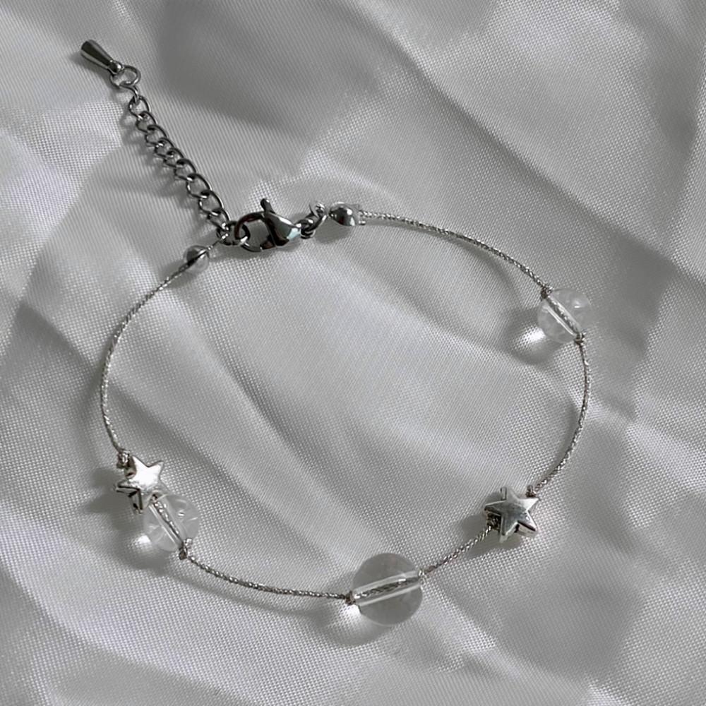 실버끈 투명 별 원석 팔찌