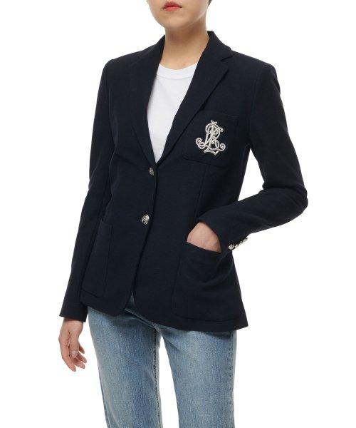 자카드 블레이저 재킷 - 네이비