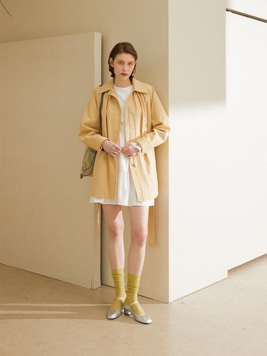 VOLUME HALF TRENCH COAT_BUTTER