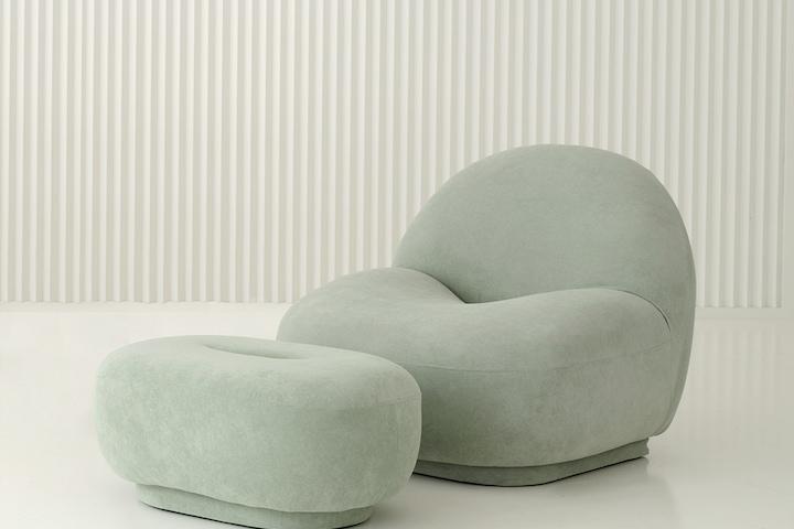 쉘 1 쇼파+쉘 스툴 세트 패브릭 라운드 소파