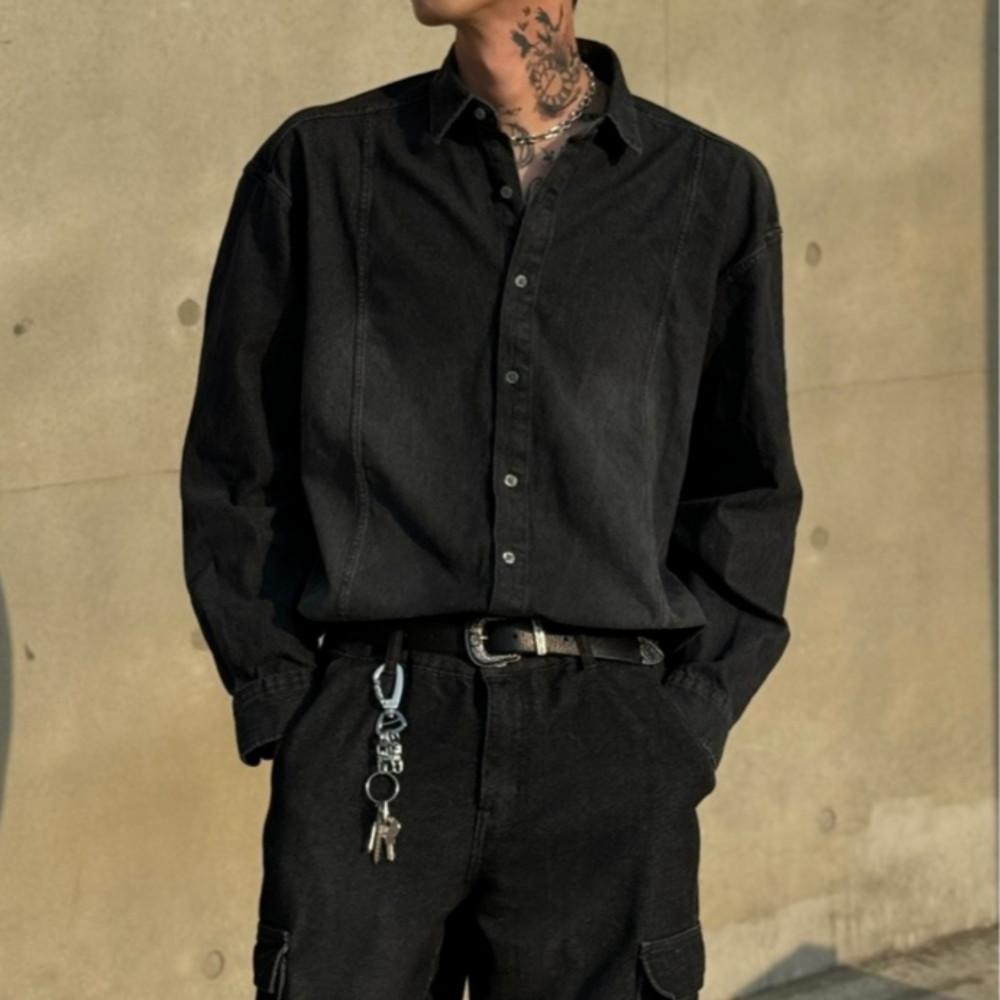 흑청셔츠 남자청남방 데님셔츠 진청 오버핏