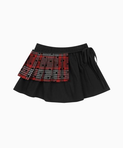 CHECK TWOWAY MINI SKIRT, RED BLACK
